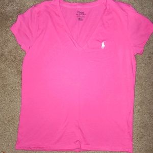 Polo Ralph Lauren, Pink, V-neck shoty sleeve